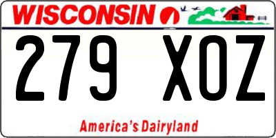 WI license plate 279XOZ