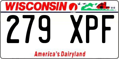 WI license plate 279XPF