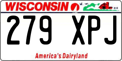 WI license plate 279XPJ