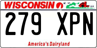 WI license plate 279XPN