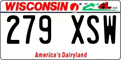 WI license plate 279XSW