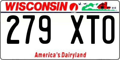 WI license plate 279XTO