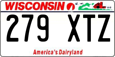 WI license plate 279XTZ