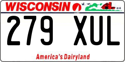 WI license plate 279XUL