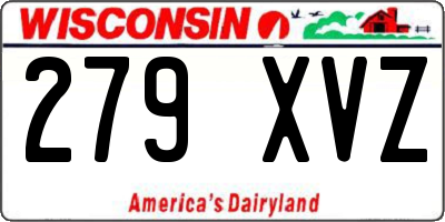 WI license plate 279XVZ