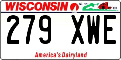 WI license plate 279XWE