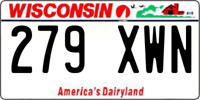 WI license plate 279XWN
