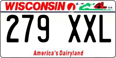 WI license plate 279XXL