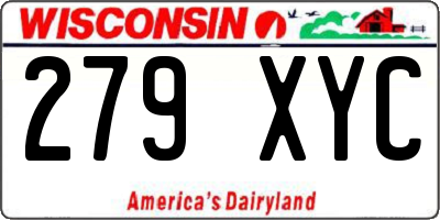 WI license plate 279XYC