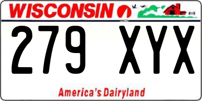 WI license plate 279XYX