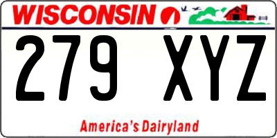 WI license plate 279XYZ