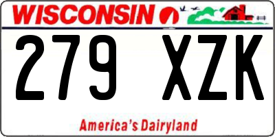 WI license plate 279XZK