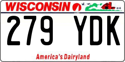 WI license plate 279YDK