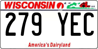 WI license plate 279YEC