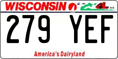 WI license plate 279YEF