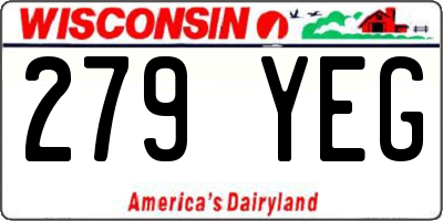 WI license plate 279YEG