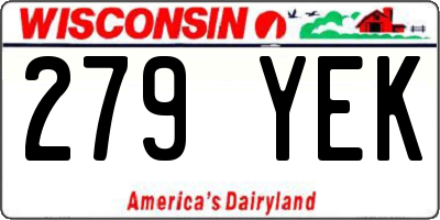 WI license plate 279YEK