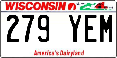 WI license plate 279YEM
