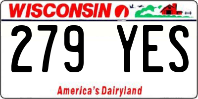 WI license plate 279YES