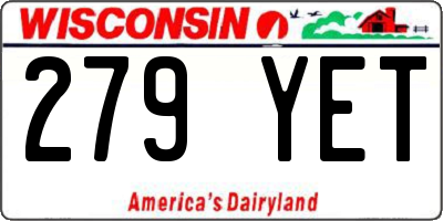 WI license plate 279YET