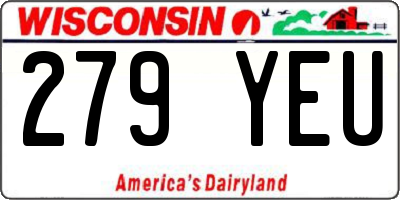 WI license plate 279YEU