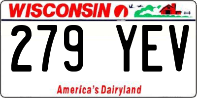 WI license plate 279YEV
