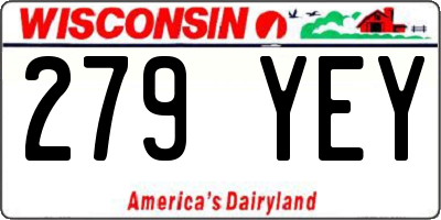 WI license plate 279YEY