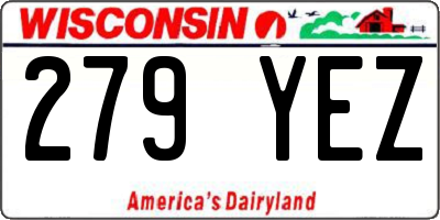 WI license plate 279YEZ