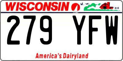 WI license plate 279YFW