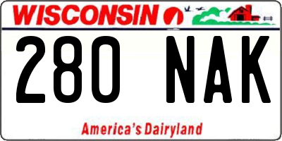 WI license plate 280NAK