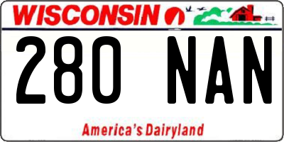 WI license plate 280NAN