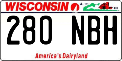 WI license plate 280NBH