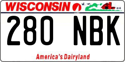 WI license plate 280NBK