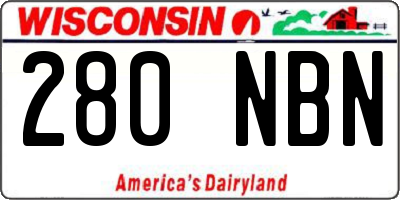 WI license plate 280NBN
