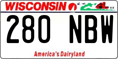 WI license plate 280NBW