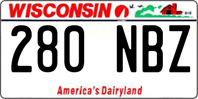 WI license plate 280NBZ