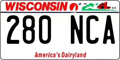 WI license plate 280NCA