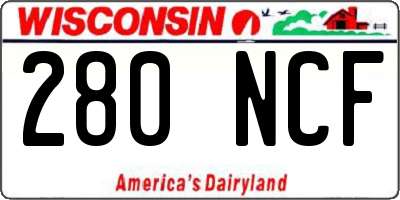 WI license plate 280NCF