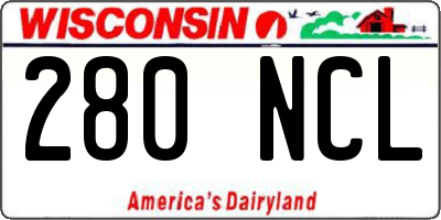WI license plate 280NCL