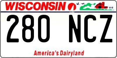 WI license plate 280NCZ