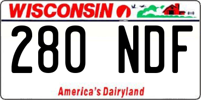 WI license plate 280NDF