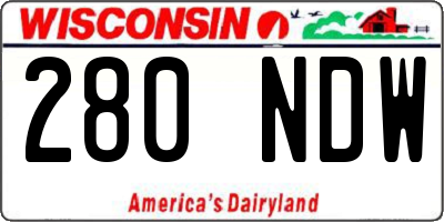 WI license plate 280NDW