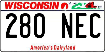 WI license plate 280NEC