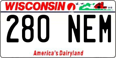 WI license plate 280NEM