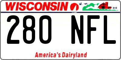 WI license plate 280NFL