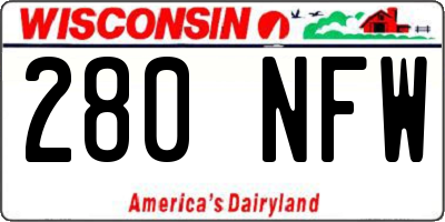 WI license plate 280NFW