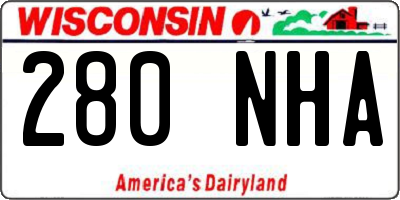 WI license plate 280NHA