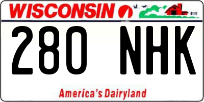 WI license plate 280NHK