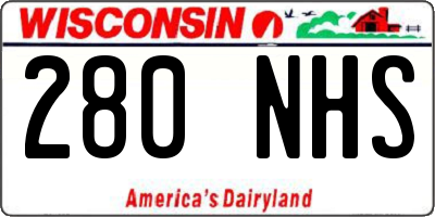WI license plate 280NHS