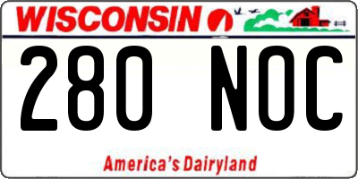 WI license plate 280NOC